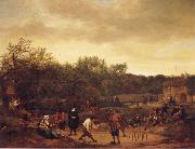Landscape with skittle playes, Jan Steen